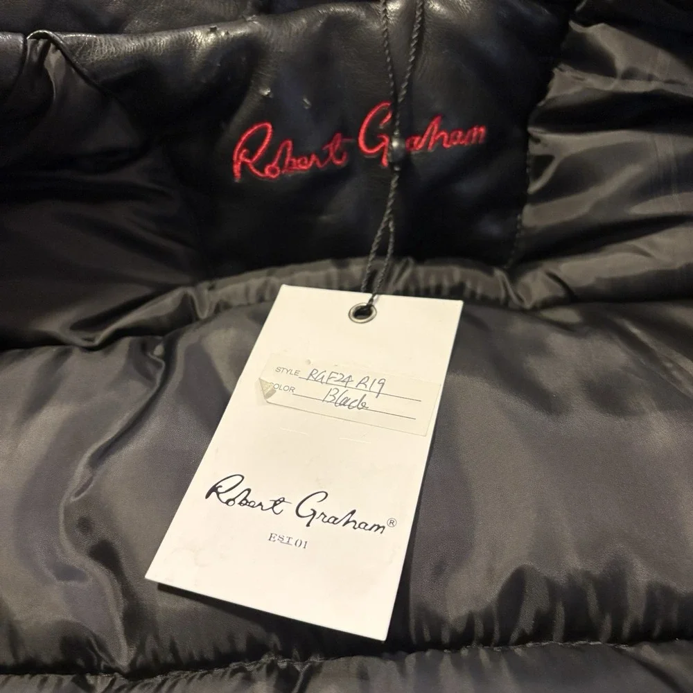 Robert Graham SAMPLE Bomber Jacket Men's M Black Faux Leather Fall 2024 RGF24R19
